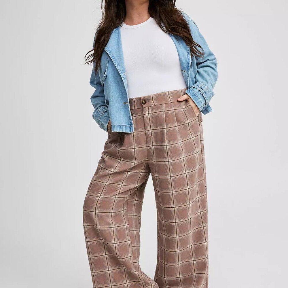 Studio by Torrid Womens Plaid Wide Leg Pants Size 20R